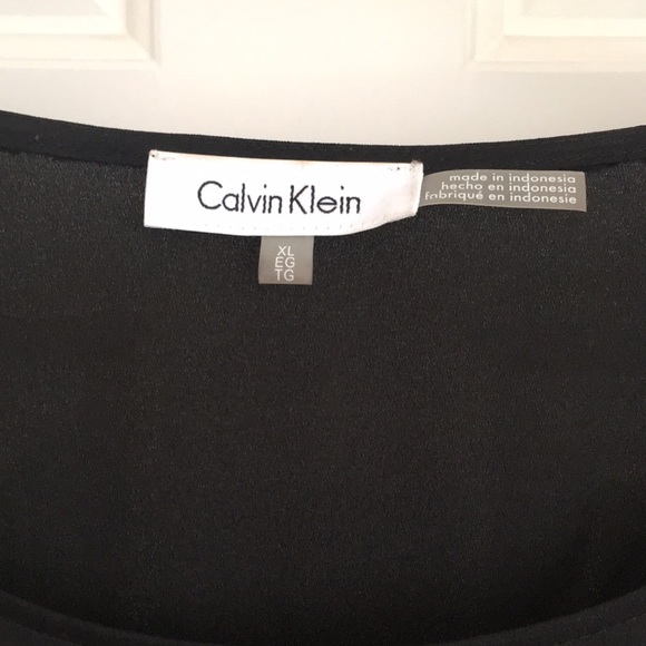 Calvin Klein Women’s Top XL Sleeveless Striped Black White Red Blouse - Picture 2 of 6